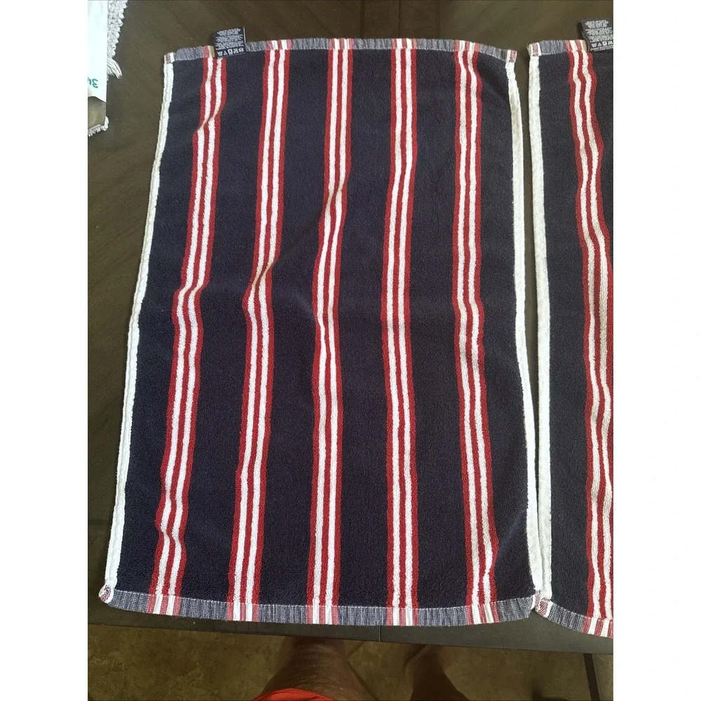 Tommy Hilfiger Stripe, Red, White Navy Hand Towel Cotton 16